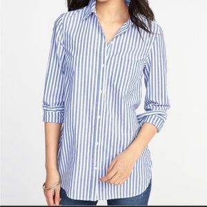 Old Navy - Shirt, blue white stripe, size small